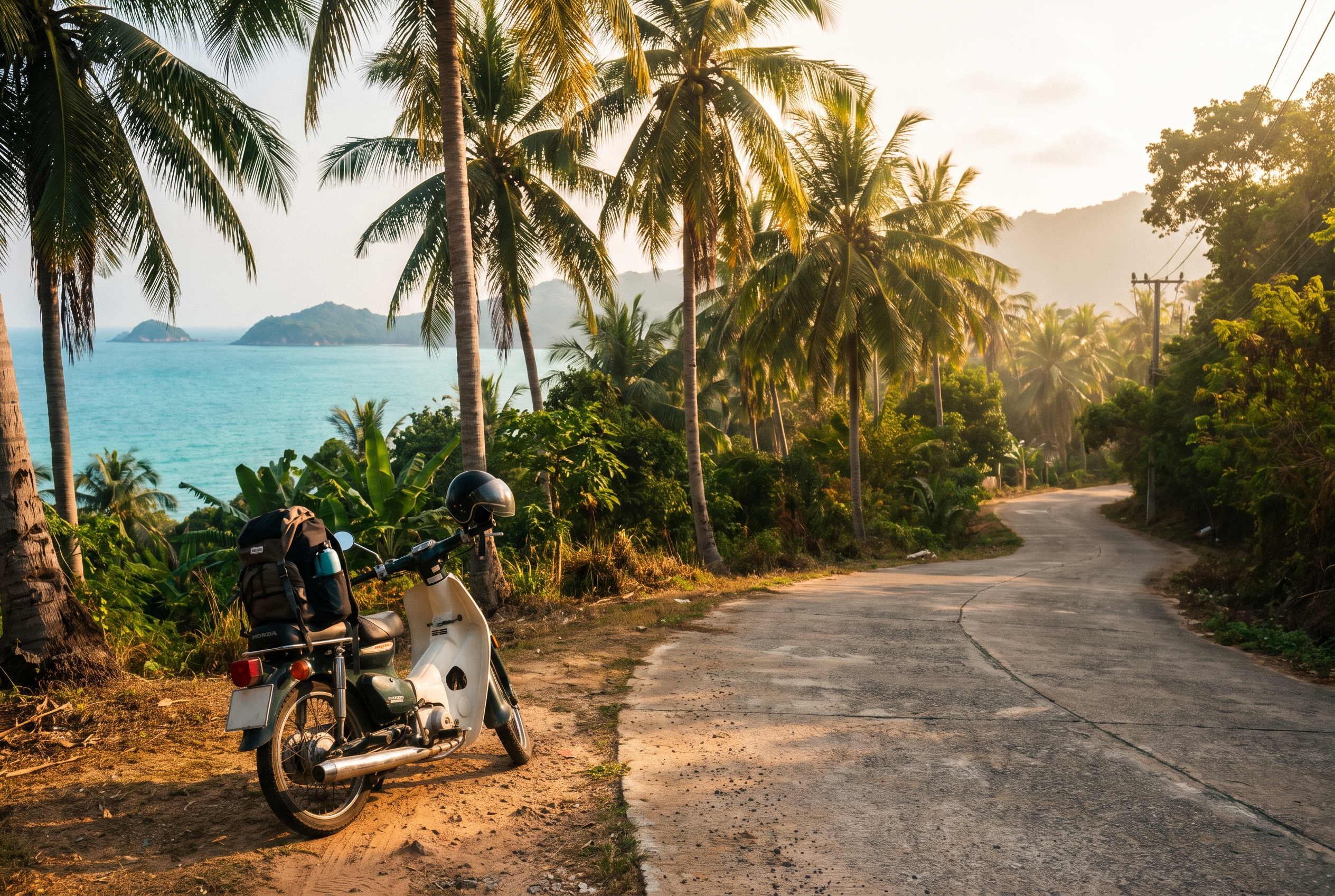 Scooter on Koh Tao coastal road